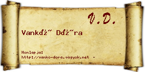 Vankó Dóra névjegykártya
